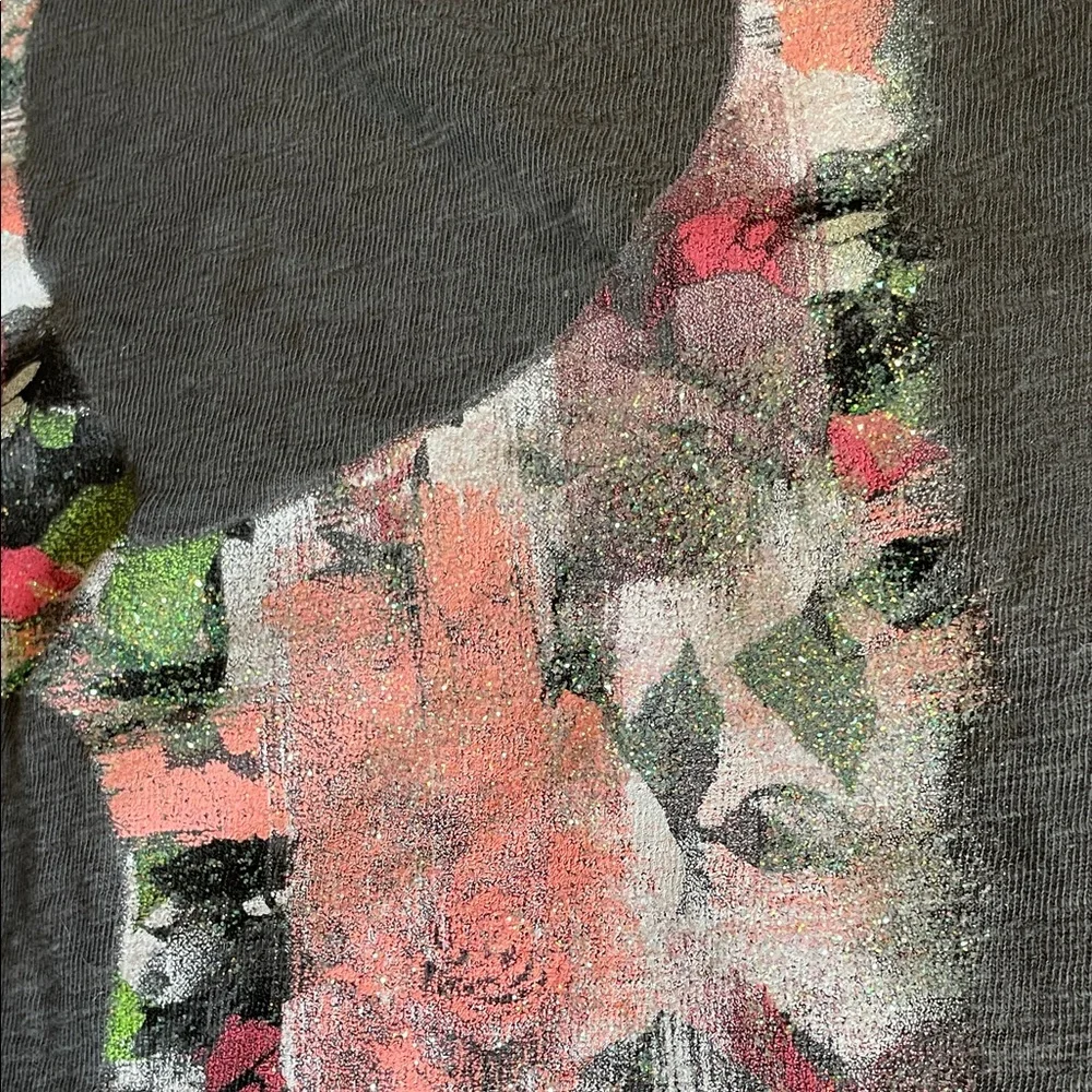 Justice Gray glittery Shirt with lace fingerless gloves